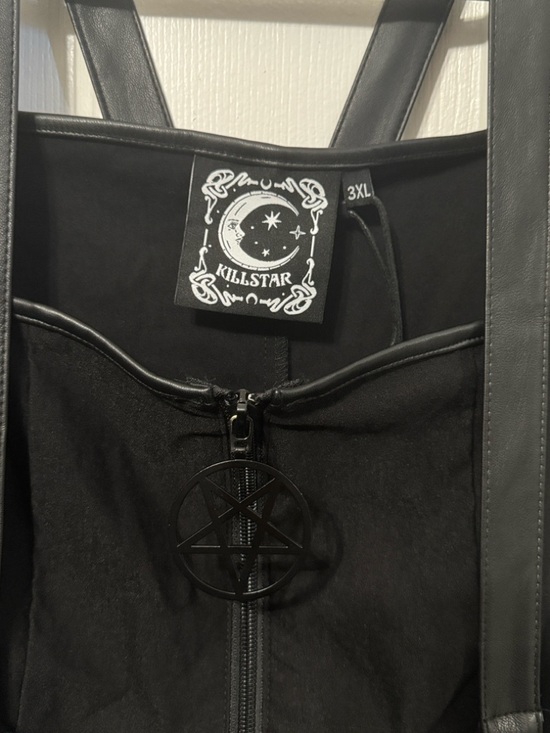Killstar Dresses & Skirts - Killstar Black Dress "Grave Rebellion" with Pentagram Zip Front and Straps